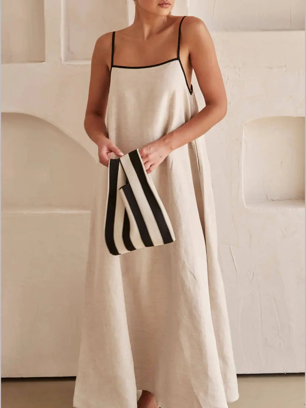 A-line Summer Vibe Contrasting Suspender Dress FashFizz