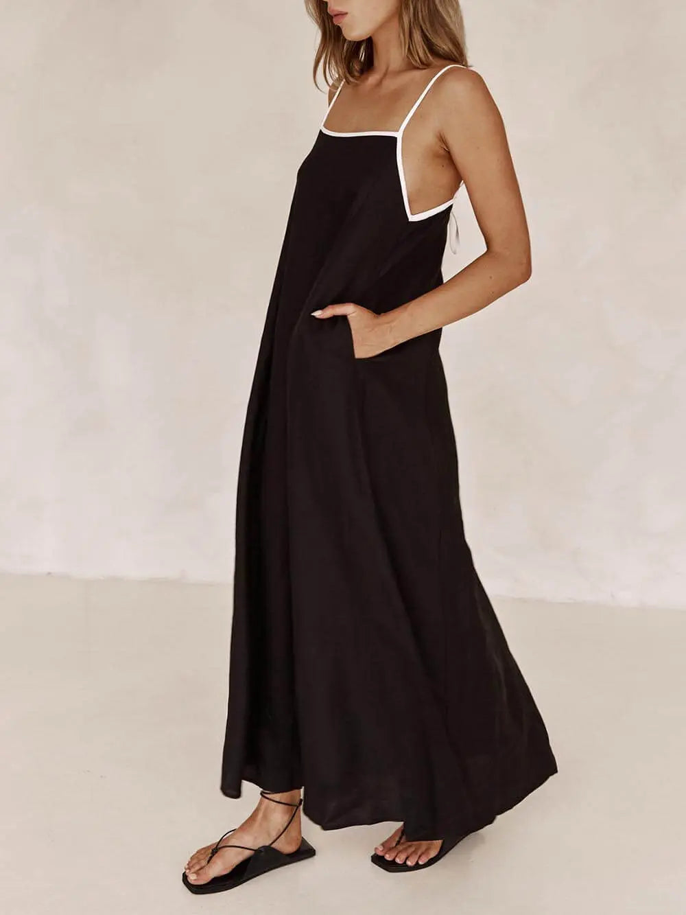 A-line Summer Vibe Contrasting Suspender Dress FashFizz