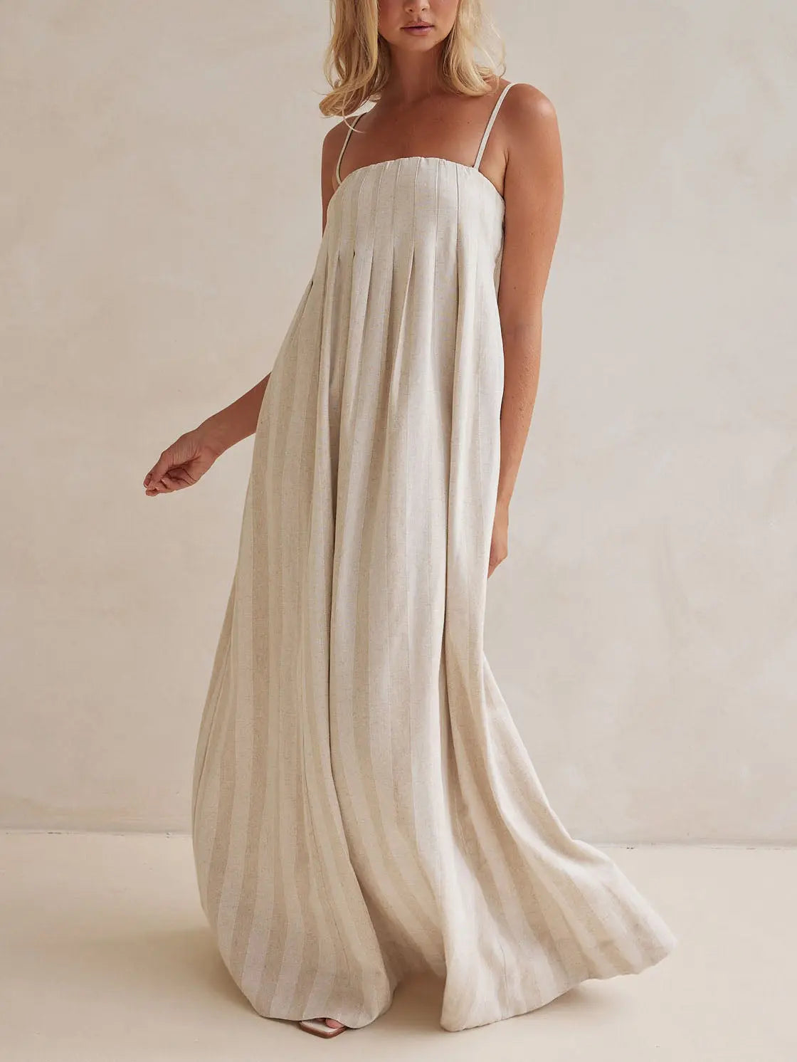 Casual Fashion Halter Neck Striped Maxi Dress FashFizz
