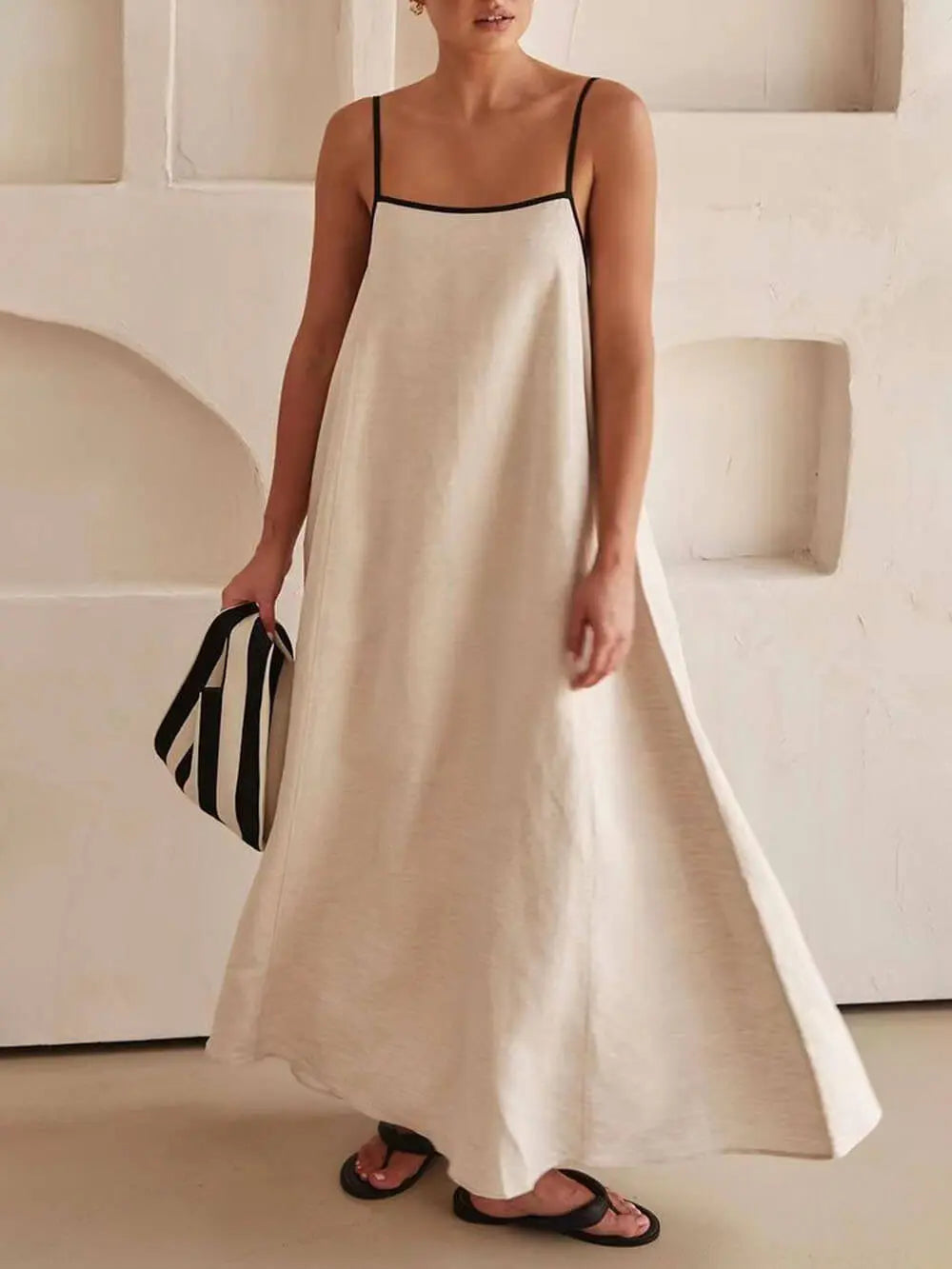 A-line Summer Vibe Contrasting Suspender Dress FashFizz