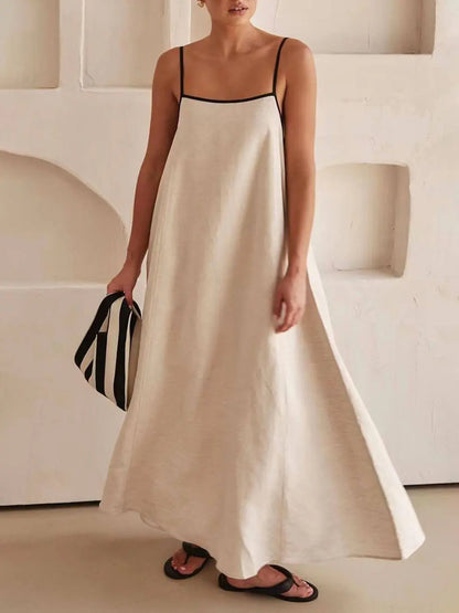 A-line Summer Vibe Contrasting Suspender Dress FashFizz