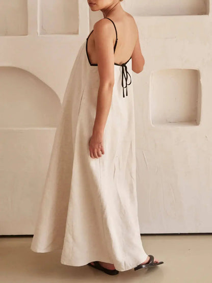 A-line Summer Vibe Contrasting Suspender Dress FashFizz