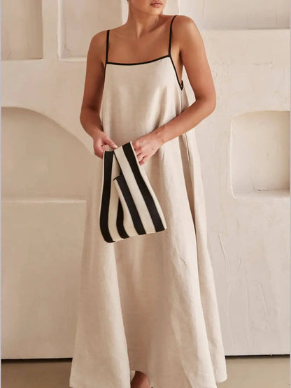 A-line Summer Vibe Contrasting Suspender Dress FashFizz
