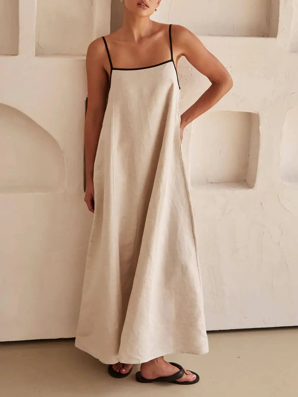 A-line Summer Vibe Contrasting Suspender Dress FashFizz