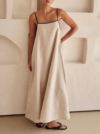 A-line Summer Vibe Contrasting Suspender Dress FashFizz