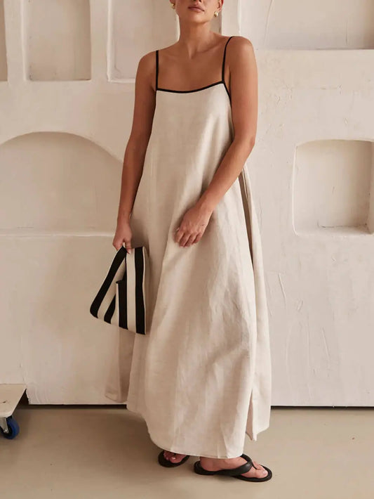 A-line Summer Vibe Contrasting Suspender Dress FashFizz