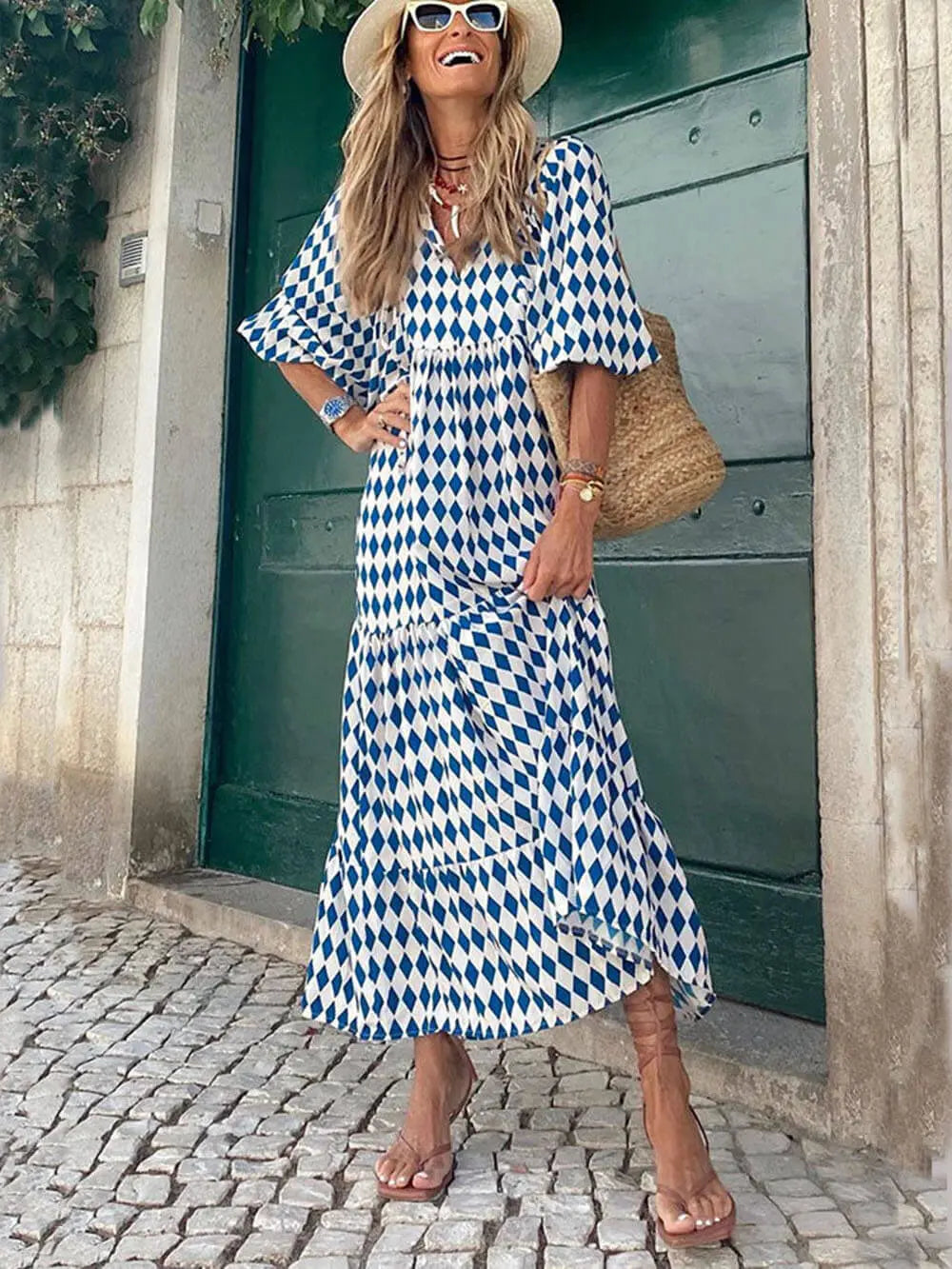 Bohemian Printed Maxi Dress FashFizz