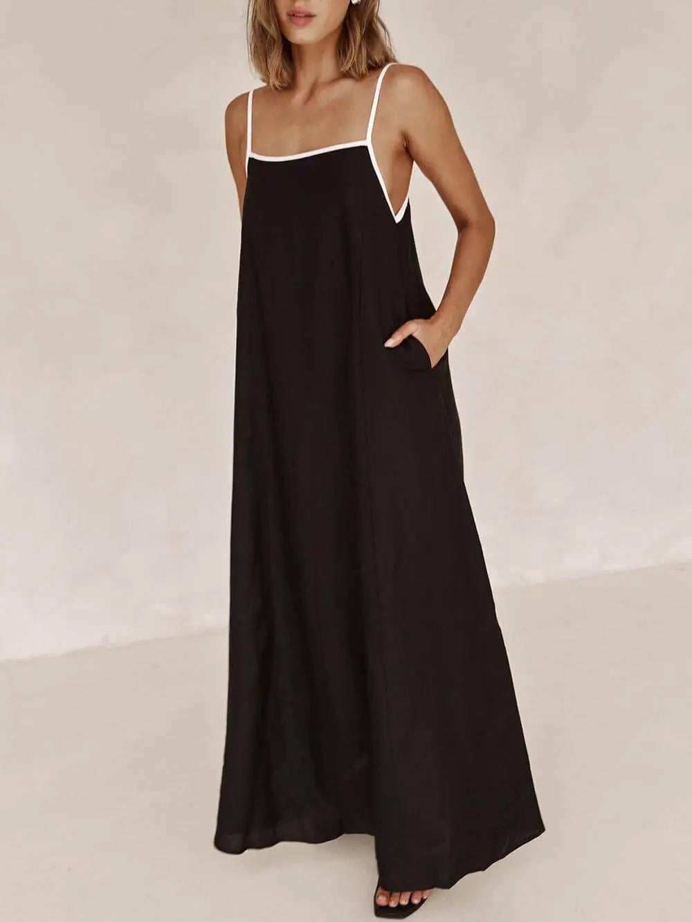 A-line Summer Vibe Contrasting Suspender Dress FashFizz