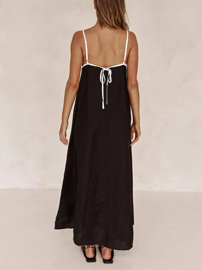 A-line Summer Vibe Contrasting Suspender Dress FashFizz