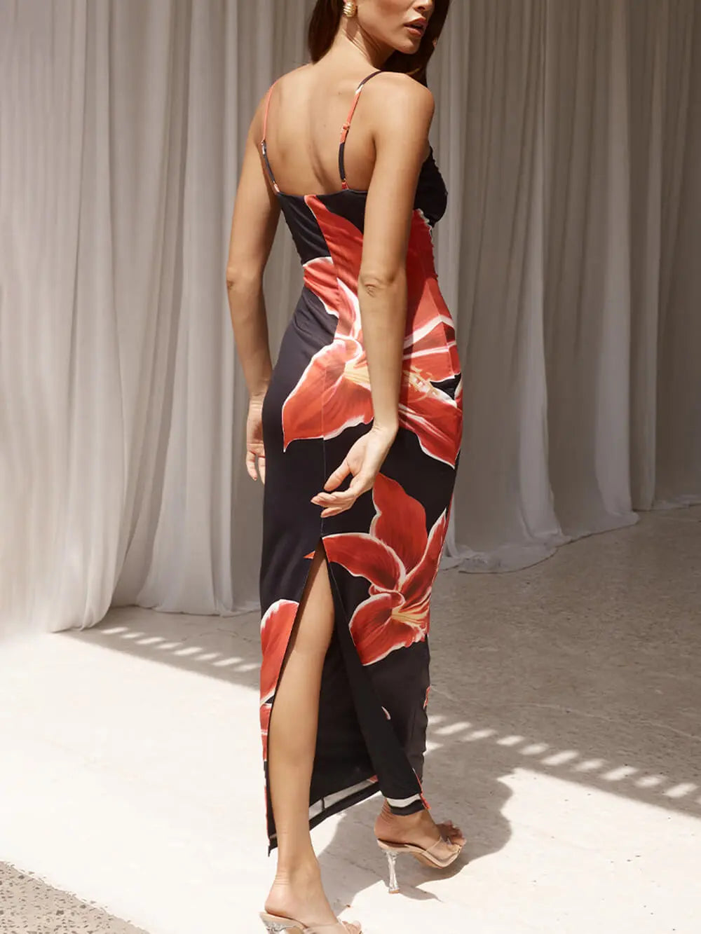 Abstract Unforgettable Floral Print Maxi Dress FashFizz