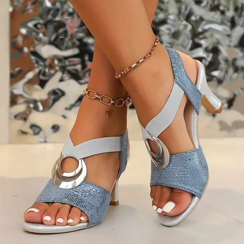 Sylvia™ – Elegant Strappy Heels with Decorative Buckle