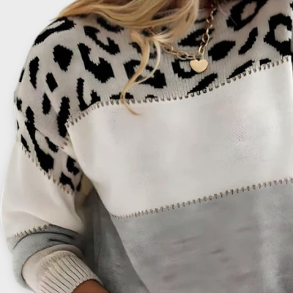 Cheyenne - Casual Jumper With Leopard Print Design