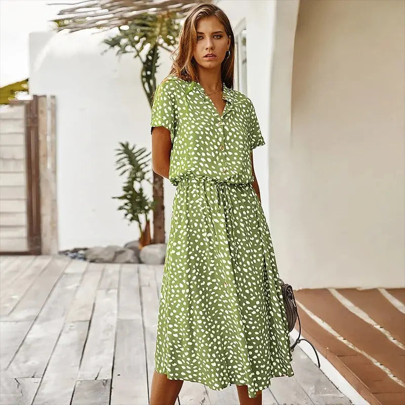 Soléa™ | Vibrant Multi-Colour Summer Midi Dress FashFizz
