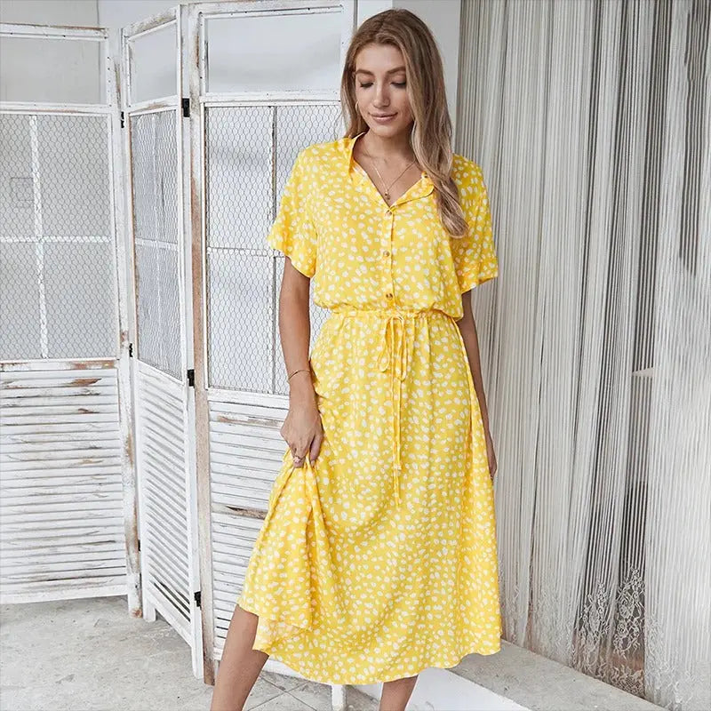 Soléa™ | Vibrant Multi-Colour Summer Midi Dress FashFizz