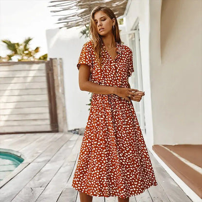 Soléa™ | Vibrant Multi-Colour Summer Midi Dress FashFizz
