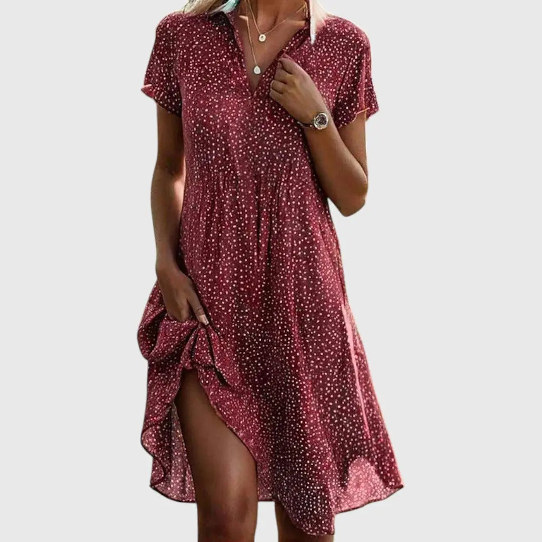 Mary - Short Sleeve Midi Dress FashFizz